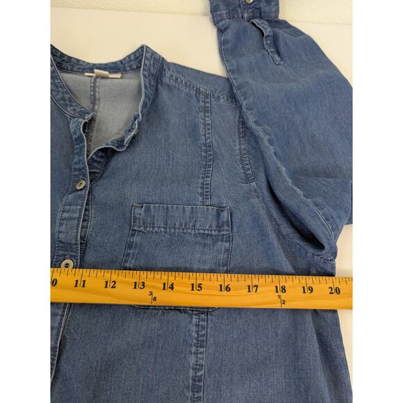 J. Jill Womens Denim Button Front Midi Shirt Dress Size Medium Chambray Pockets - Picture 7 of 8